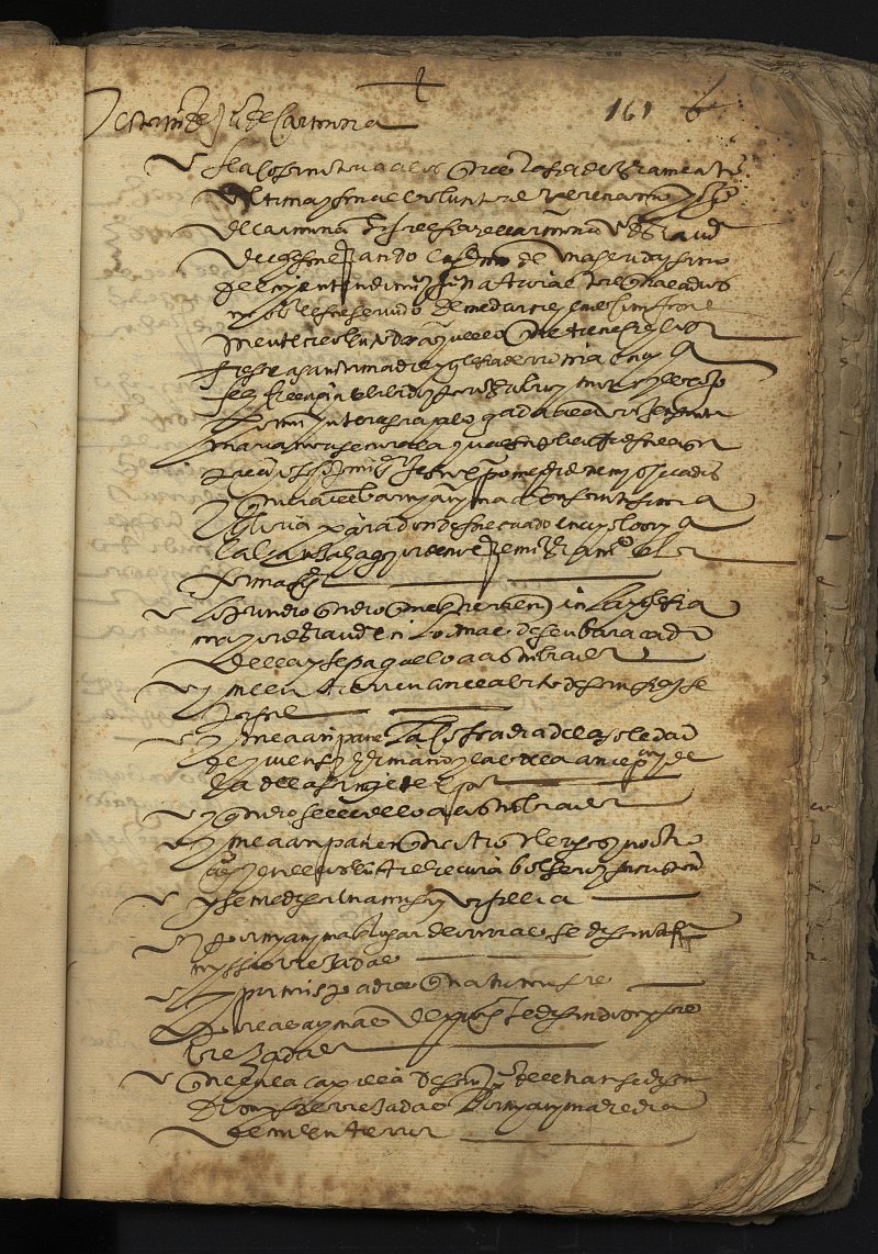 Testamento de Juan Carmona, hijo de Francisco Carmona, vecino de Cehegín.